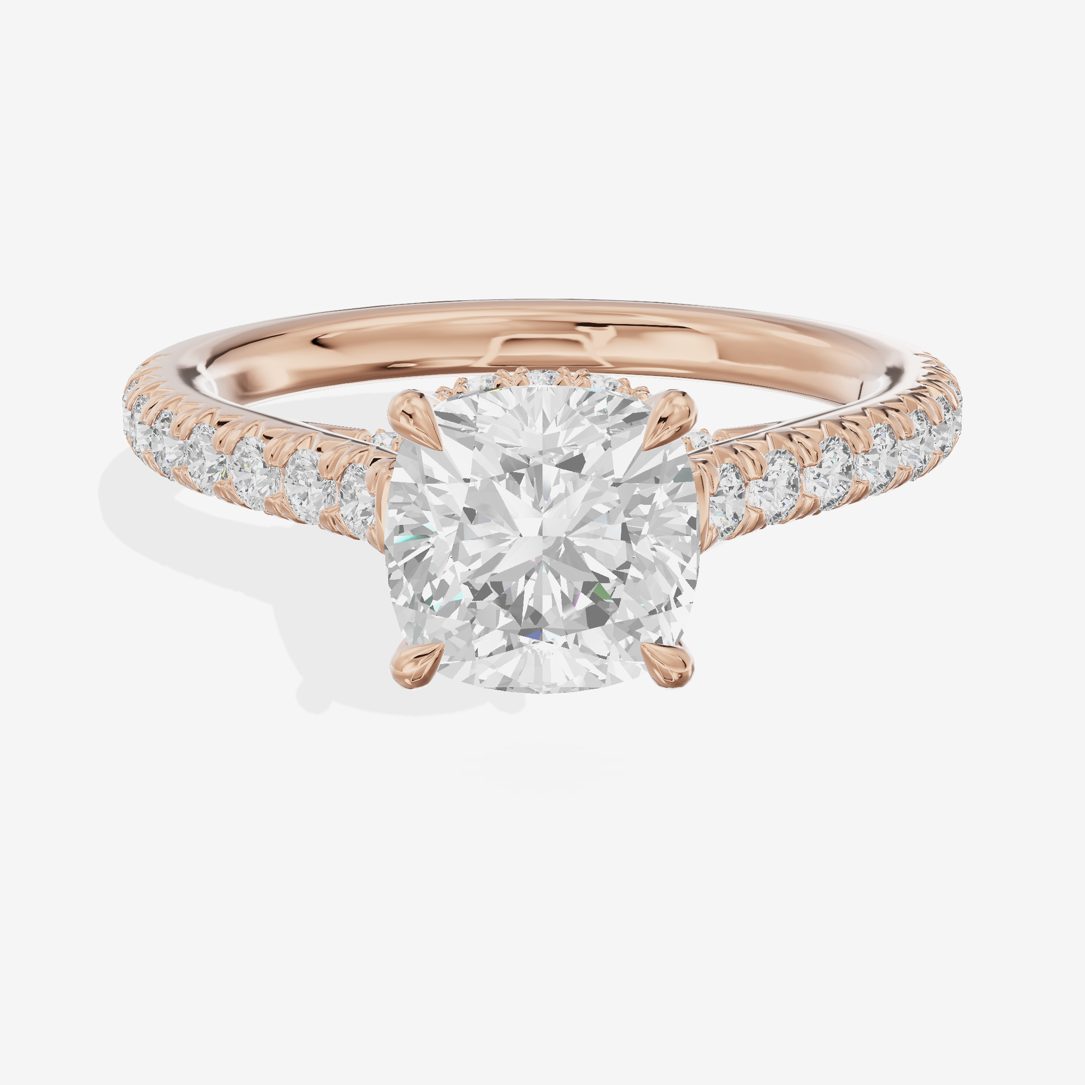 Classic Lightwoven Cushion Engagement Ring with Side Stones (1/4 ct. tw.) in 18K Rose Gold