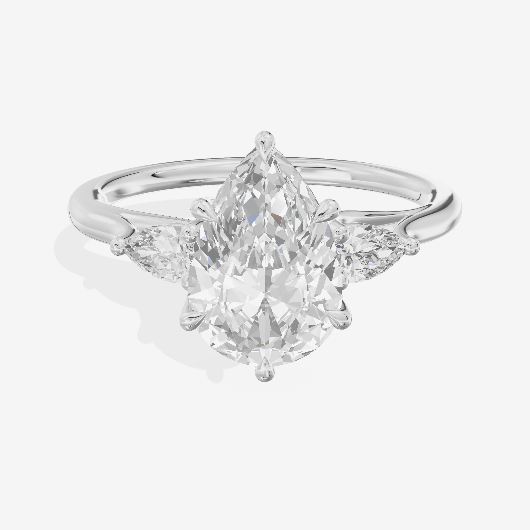 Classic Belovae Pear Three Stone Engagement Ring (1/5 ct. tw.) in 14K White Gold