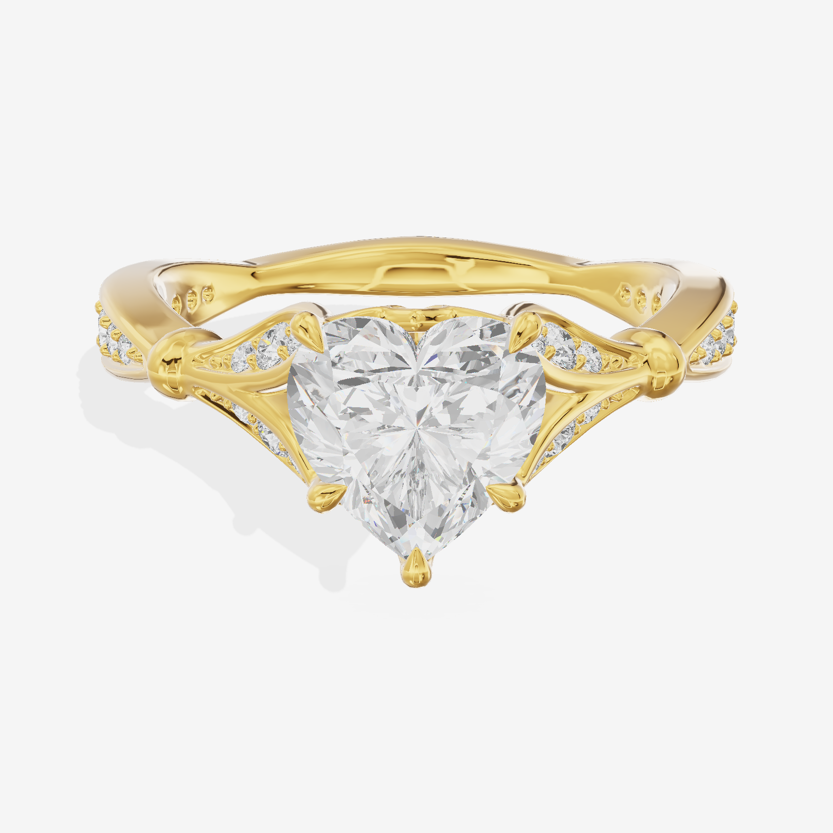 One of One Grand 3mm Heart Solitaire Engagement Ring (1/3 ct. tw.) in 14K Yellow Gold