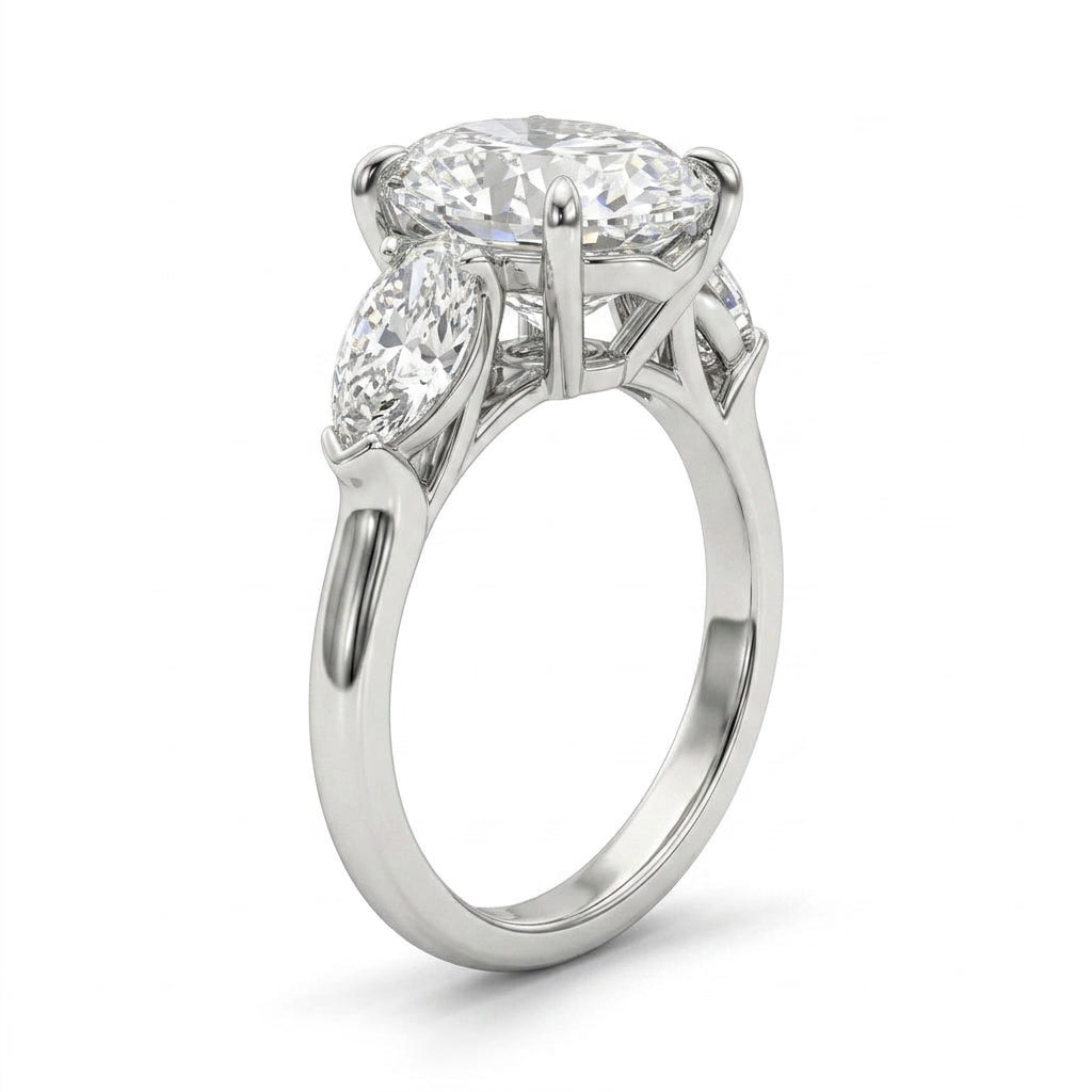 Three Stone Oval Engagement Ring (10.06 ct. tw.) in Platinum