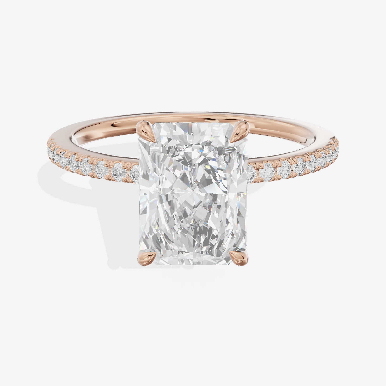 Grand Mirelle Radiant Hidden Halo Engagement Ring (1/5 ct. tw.) in 14K Rose Gold