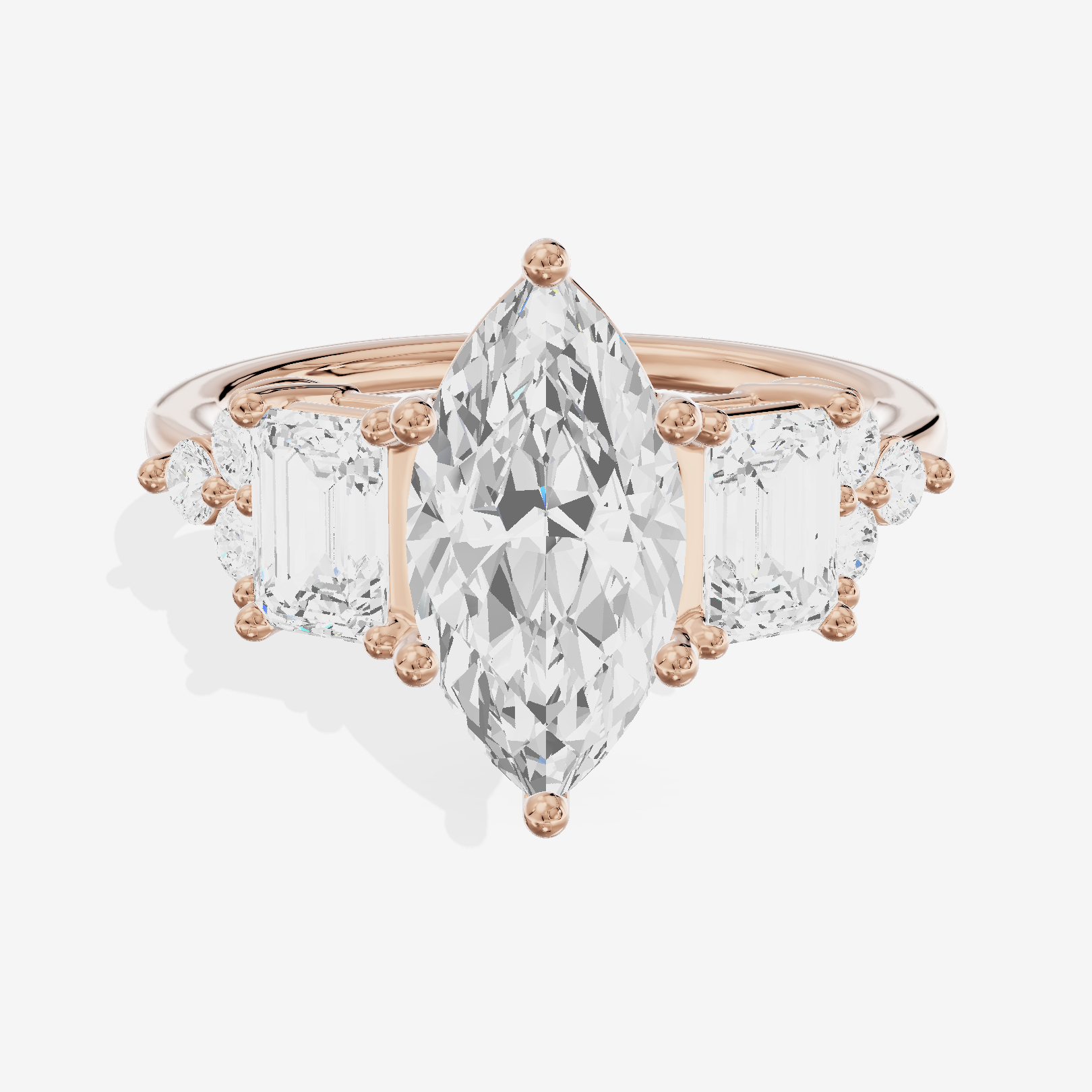 Tensare Marquise Engagement Ring with Side Stones (1 ct. tw.) in 18K Rose Gold