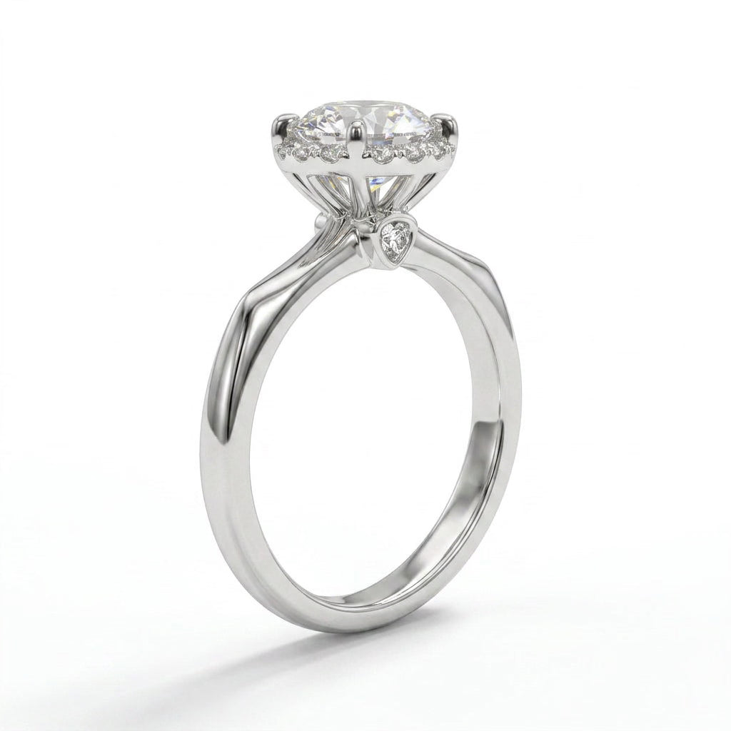 Halo Round Engagement Ring (1.07 ct. tw.) in 18K White Gold