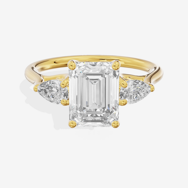 Grand Vowsae Three Stone Emerald Engagement Ring (2/5 ct. tw.) in 14K Yellow Gold