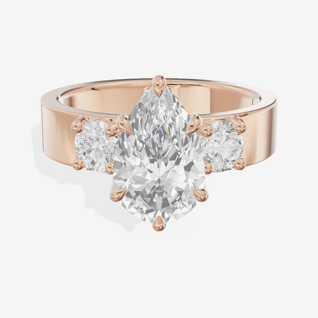 Royal Vowsae Three Stone Pear Engagement Ring (1/2 ct. tw.) in 18K Rose Gold