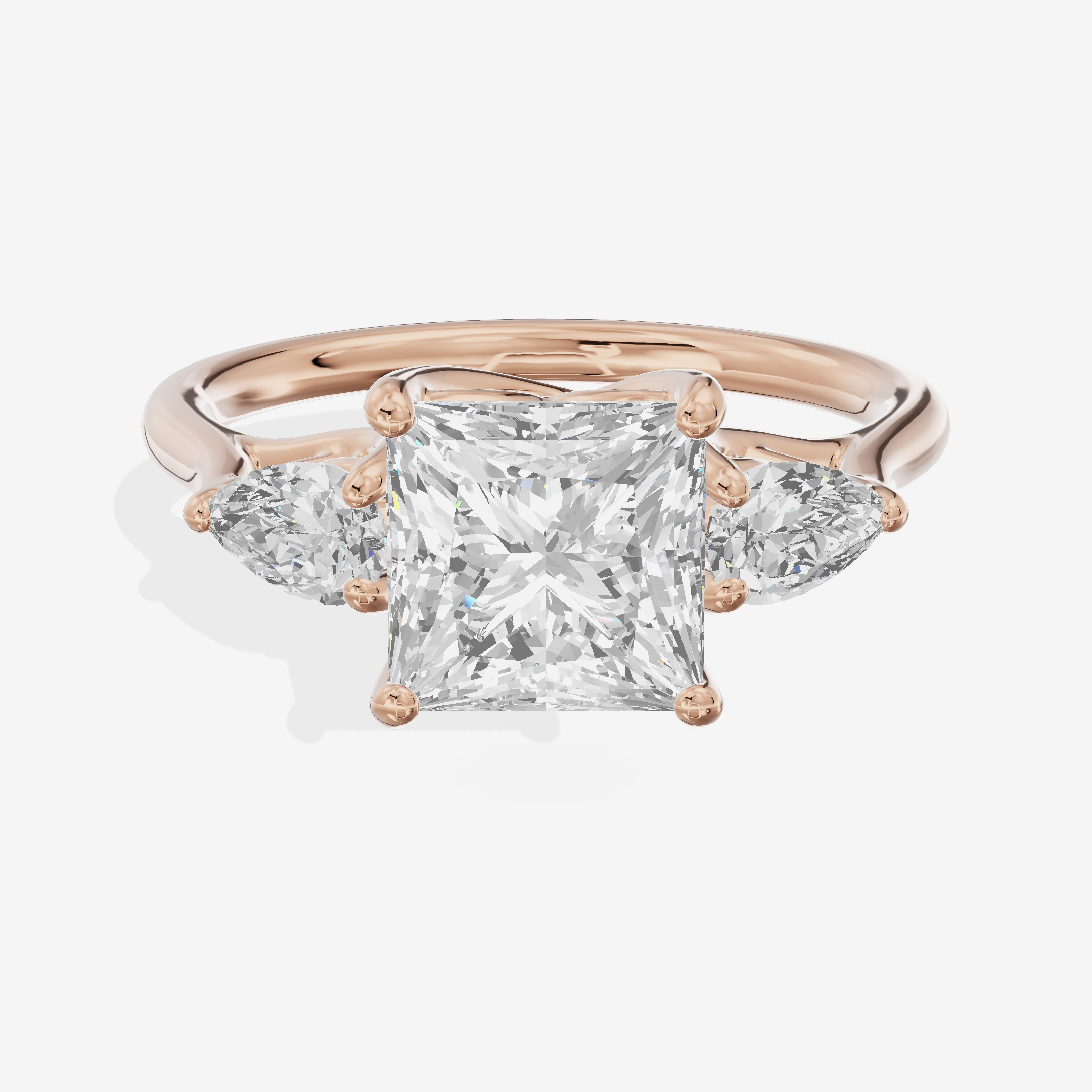 Grand Vowsae Three Stone Princess Engagement Ring (2/5 ct. tw.) in 18K Rose Gold