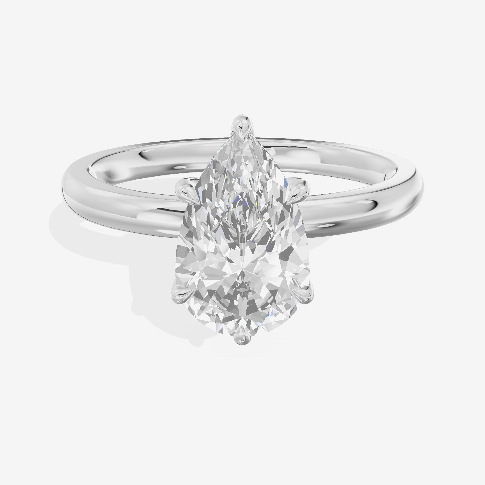 Luxe Domeline 1.5mm Pear Solitaire Engagement Ring (1/8 ct. tw.) in Platinum