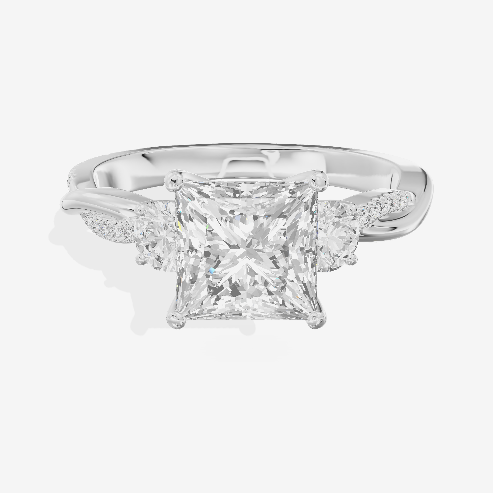 Luxe Selenia Three Stone Princess Engagement Ring (1 ct. tw.) in Platinum