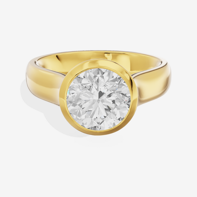 Cherubine 4mm Round Bezel Engagement Ring in 14K Yellow Gold