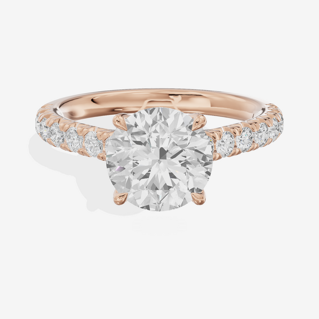 Whispered Sincere Round Engagement Ring with Side Stones (2/5 ct. tw.) in 18K Rose Gold