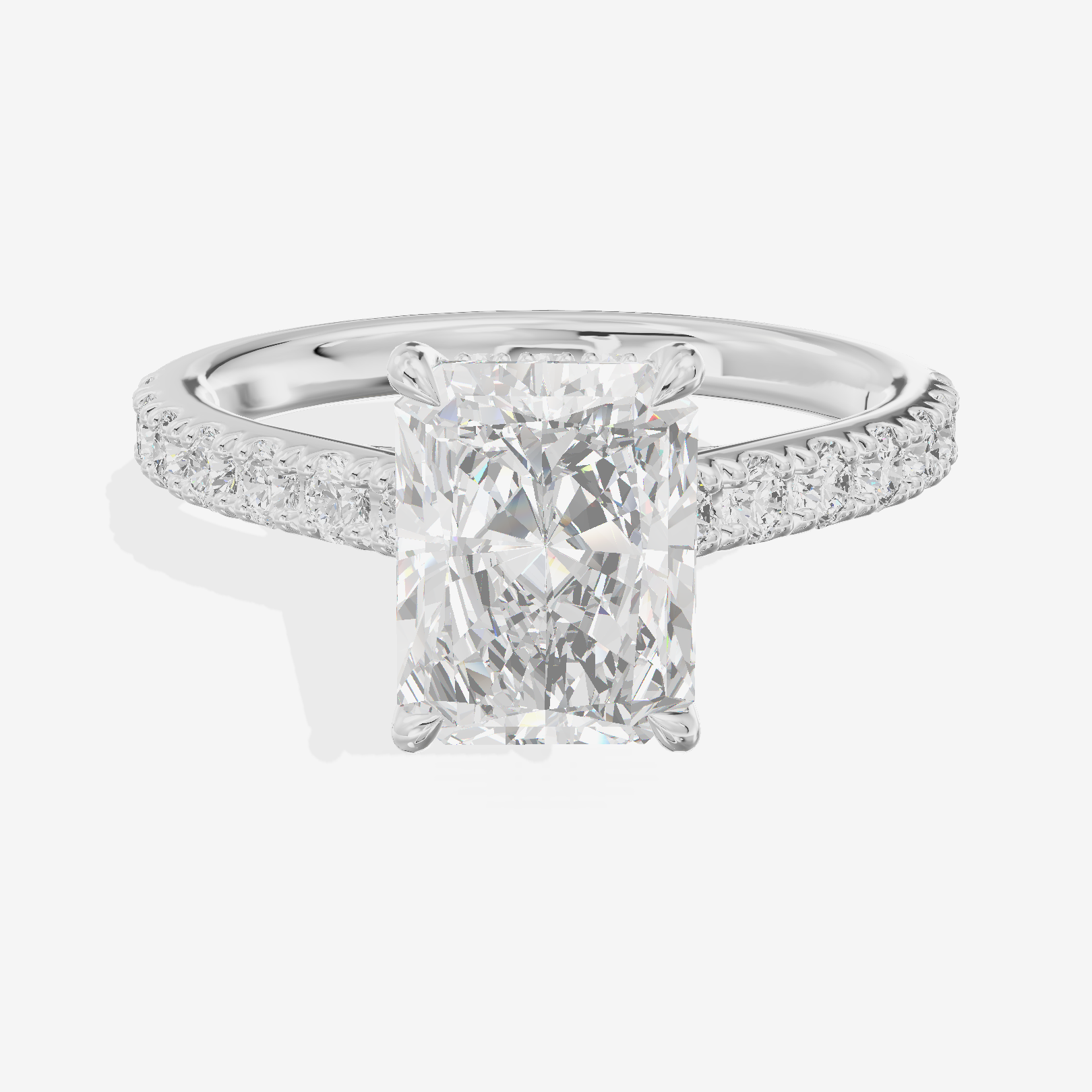 Tender Whisper Radiant Engagement Ring with Side Stones (1/6 ct. tw.) in 14K White Gold