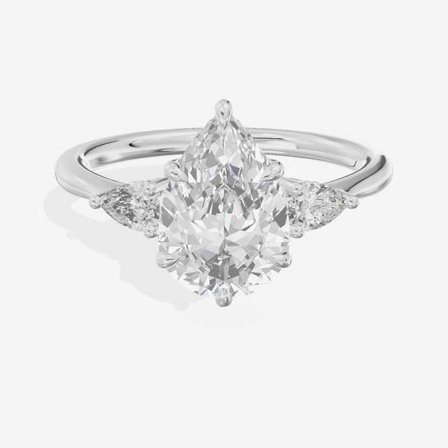 Petite Vowsae Three Stone Pear Engagement Ring (1/4 ct. tw.) in 14K White Gold