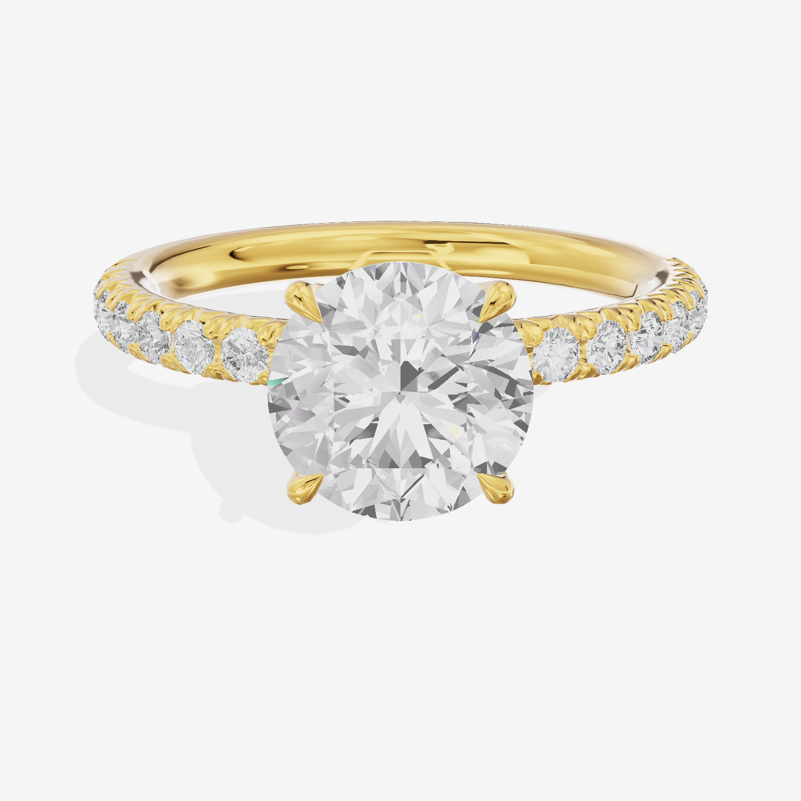 Bowed Whisper Round Engagement Ring with Side Stones (1/4 ct. tw.) in 18K Yellow Gold
