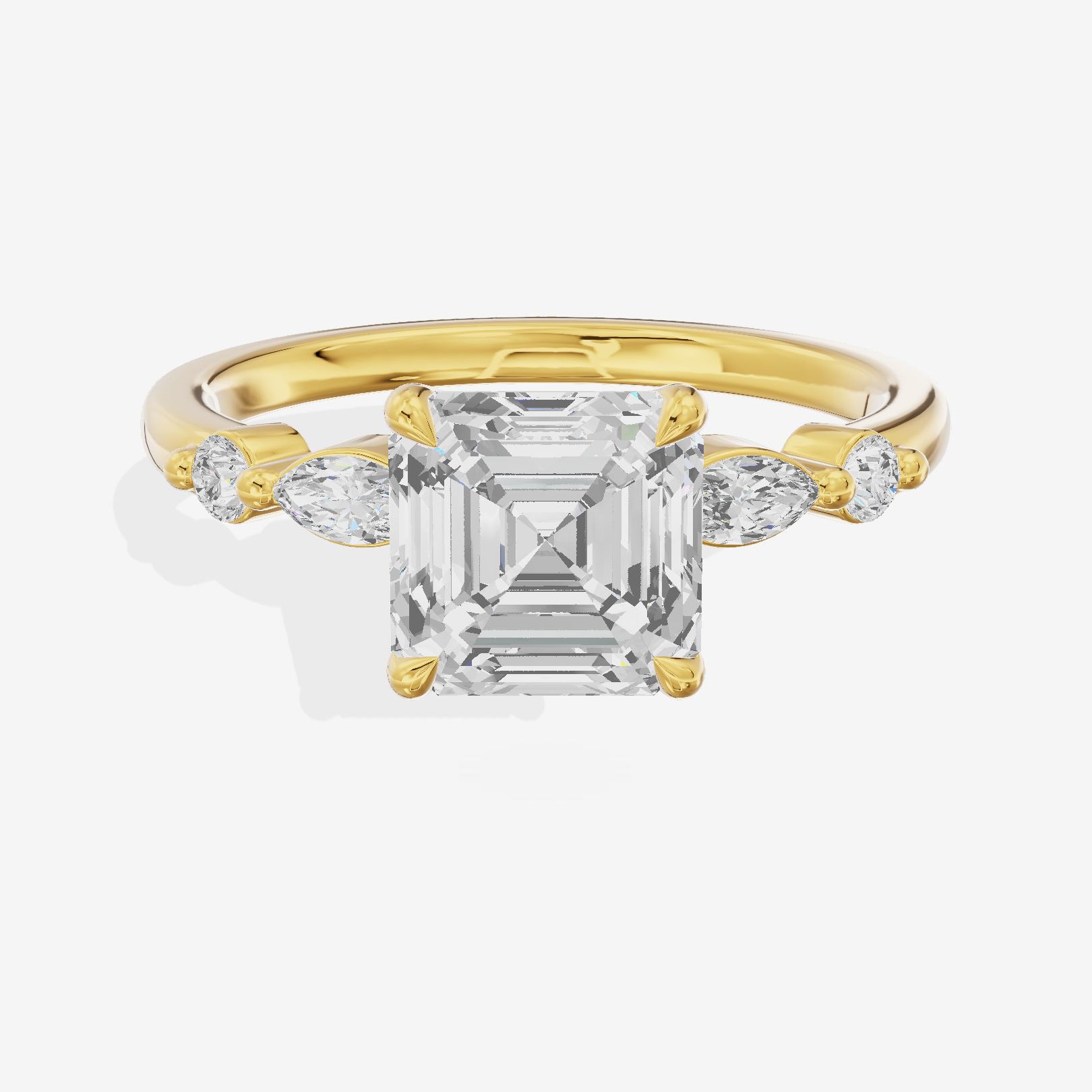 Petite Cherubine Asscher Engagement Ring with Side Stones (1/3 ct. tw.) in 14K Yellow Gold