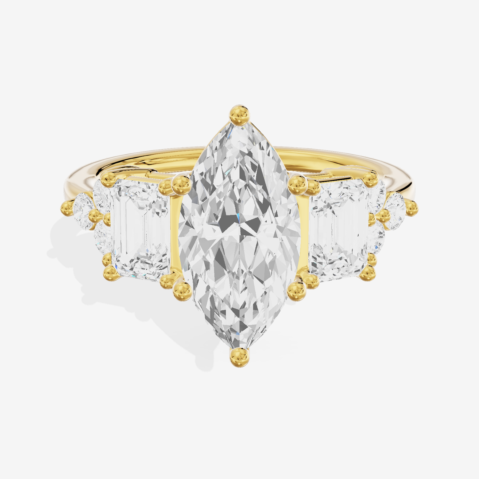 Grand Halcyon Marquise Engagement Ring with Side Stones (3/4 ct. tw.) in 14K Yellow Gold