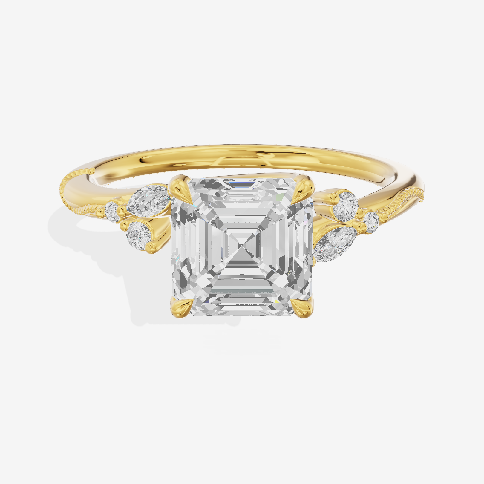 Vintage Lumera Asscher Engagement Ring (1/10 ct. tw.) in 18K Yellow Gold