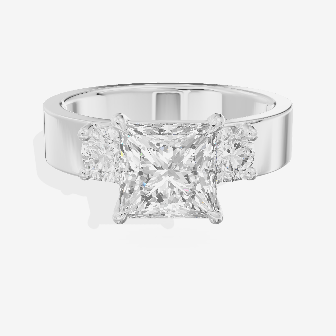 Royal Vowsae Three Stone Princess Engagement Ring (1/2 ct. tw.) in 18K White Gold