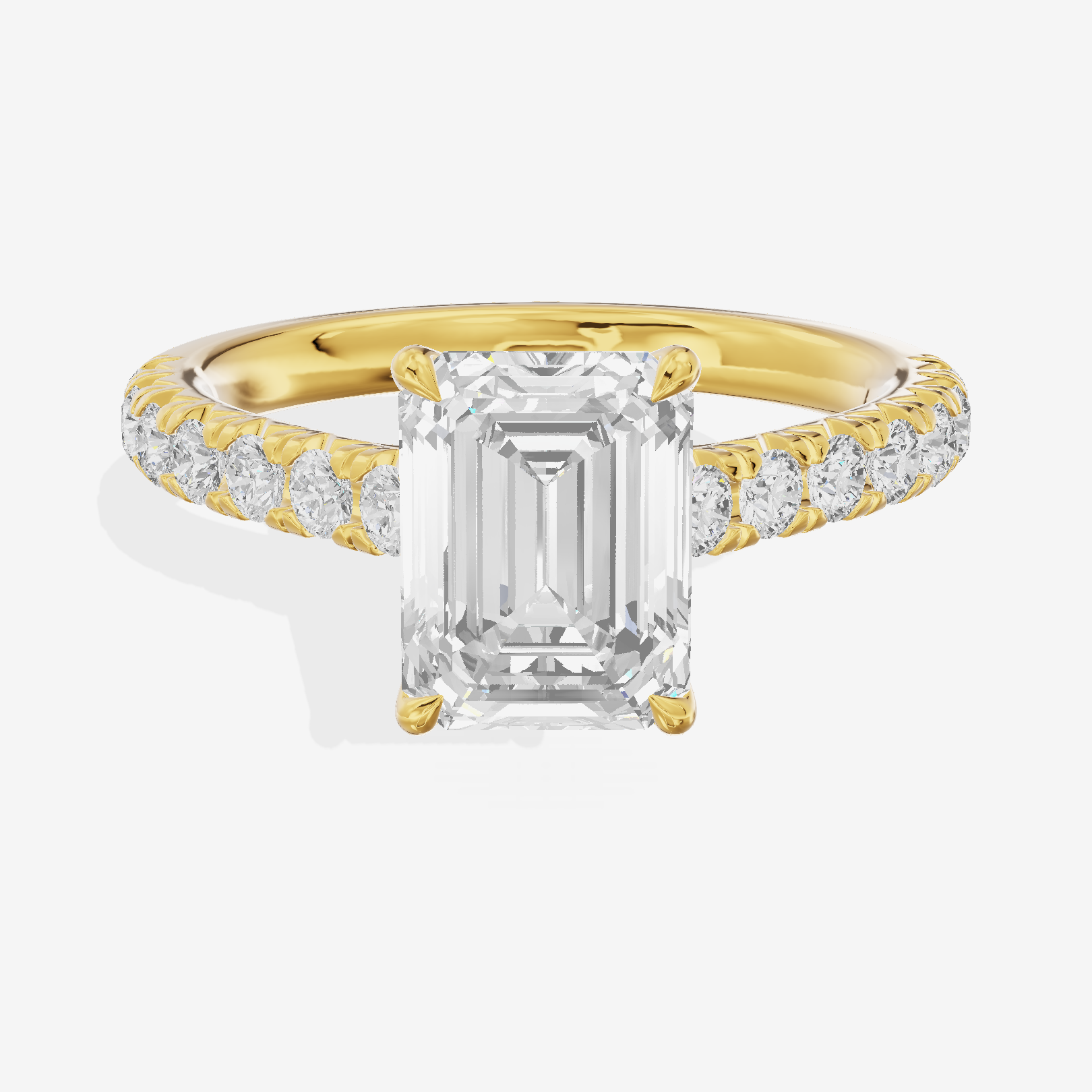 Whispered Sincere Emerald Engagement Ring with Side Stones (2/5 ct. tw.) in 18K Yellow Gold