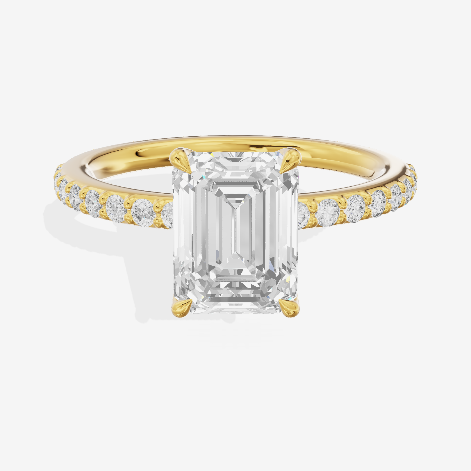 Luxe Whisper Emerald Engagement Ring with Side Stones (1/4 ct. tw.) in 14K Yellow Gold
