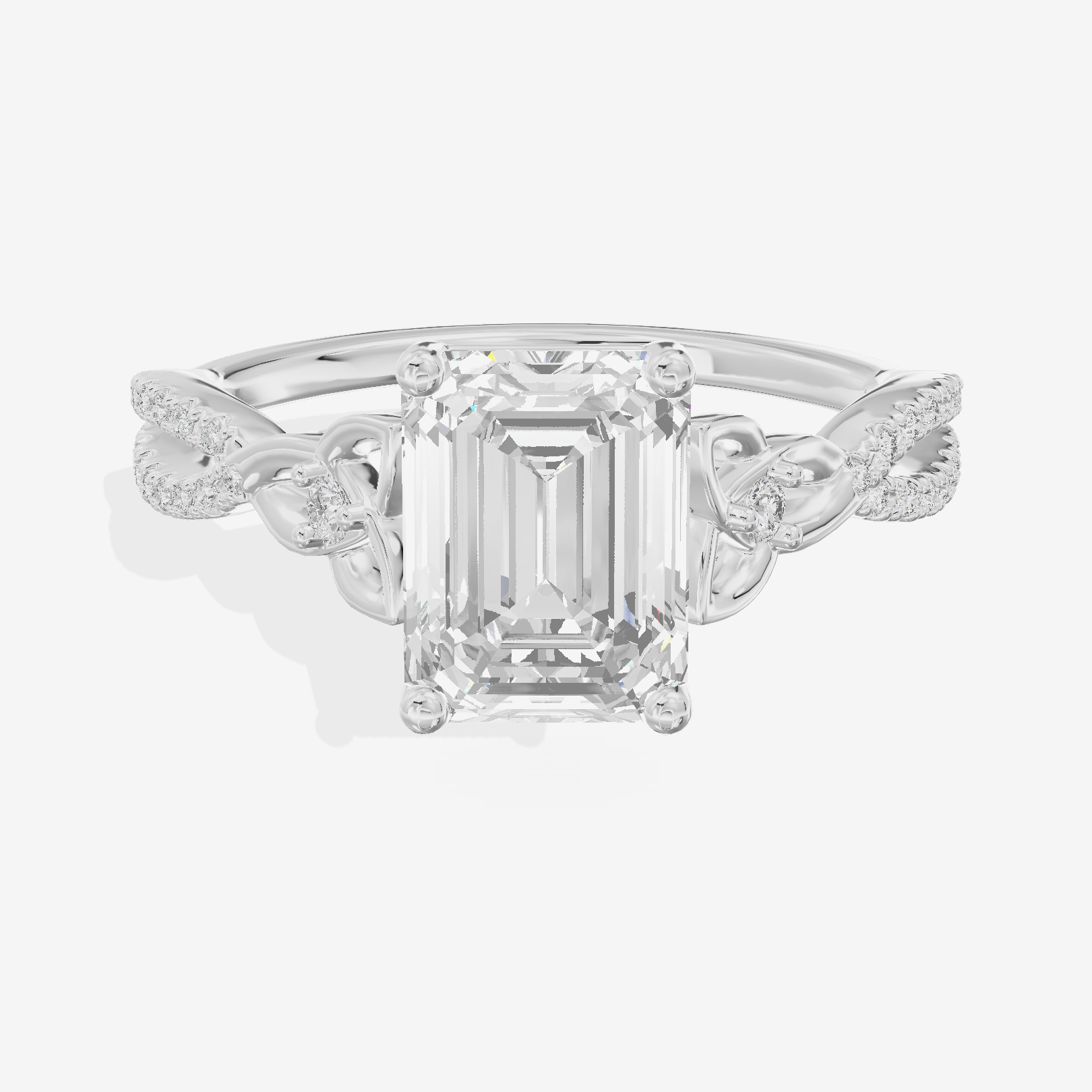 Luxe Vowsae Emerald Engagement Ring with Side Stones (2/5 ct. tw.) in 18K White Gold
