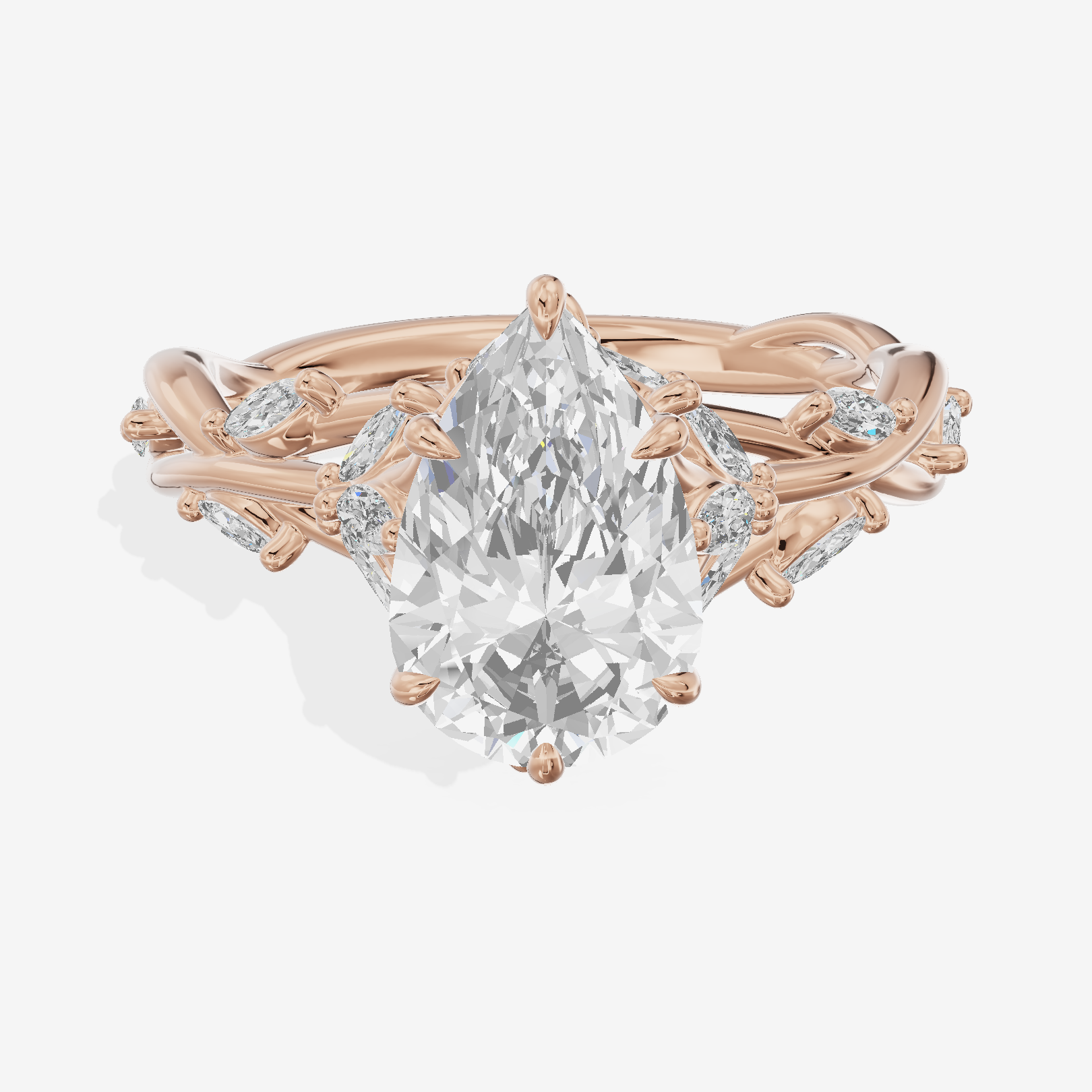 Twine Pavé Pear Twisted Engagement Ring (1/2 ct. tw.) in 18K Rose Gold