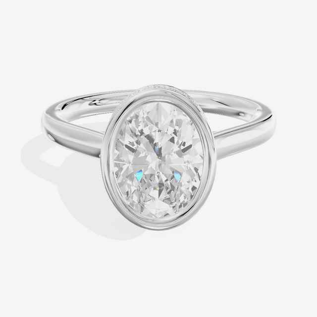 Sincere Hidden Halo Oval Engagement Ring (1/6 ct. tw.) in Platinum