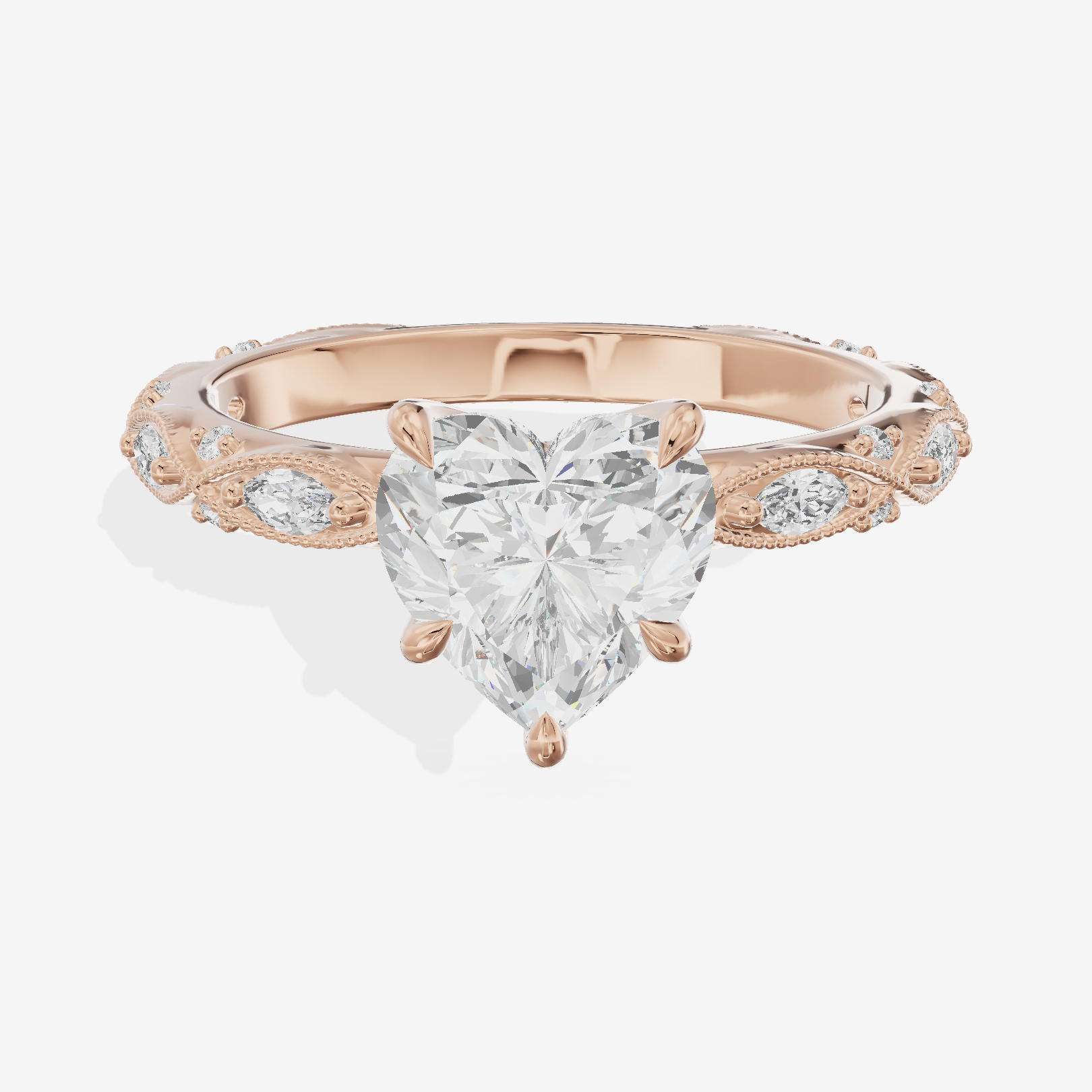 Vintage Whisper Heart Engagement Ring (1/4 ct. tw.) in 18K Rose Gold