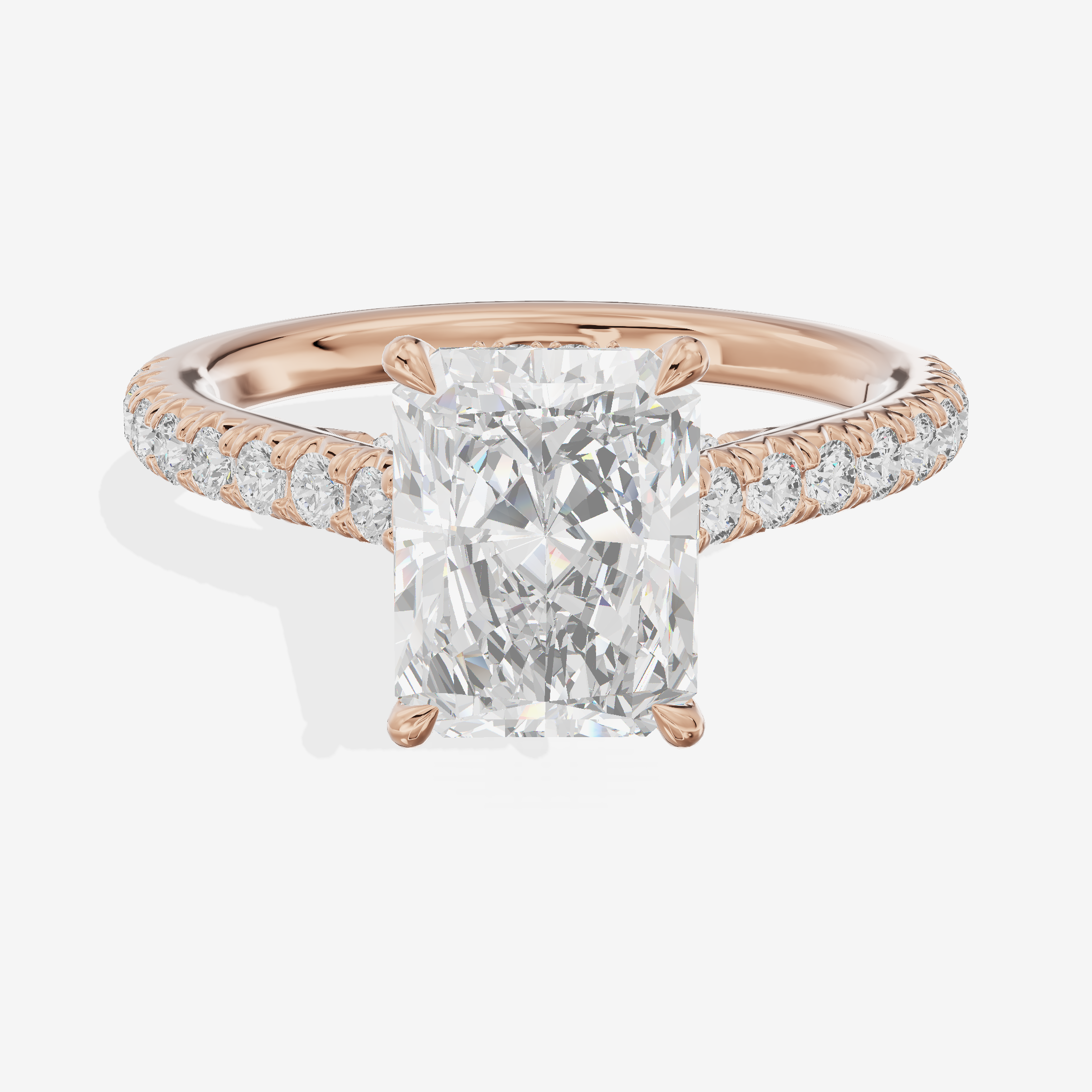 Modern Linger Radiant Engagement Ring with Side Stones (3/4 ct. tw.) in 14K Rose Gold