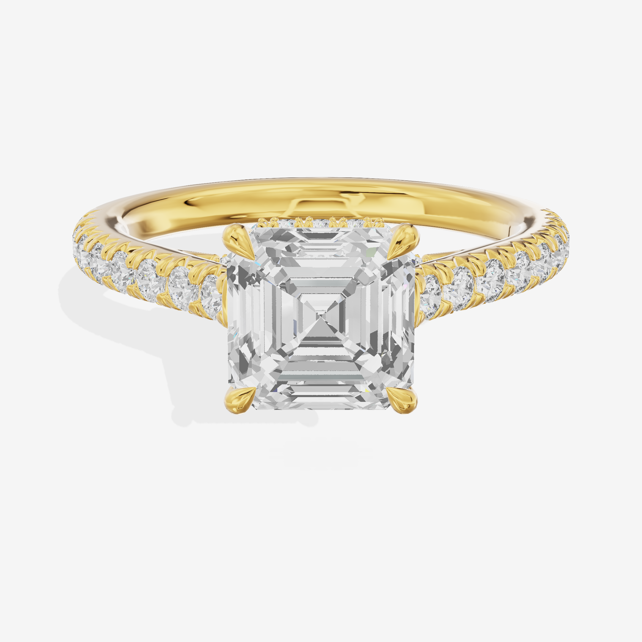 Modern Linger Asscher Engagement Ring with Side Stones (3/4 ct. tw.) in 18K Yellow Gold