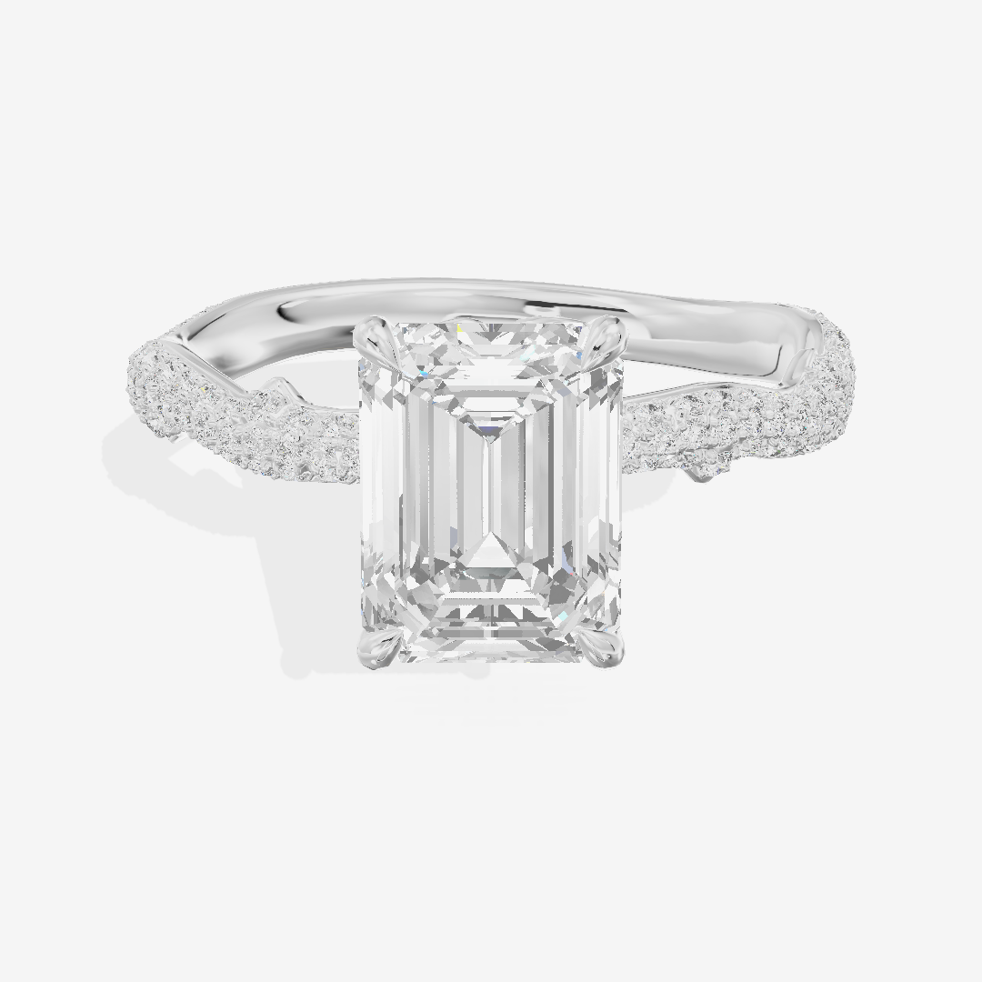 Twine Vine Vine Emerald Engagement Ring with Side Stones (3/5 ct. tw.) in 14K White Gold