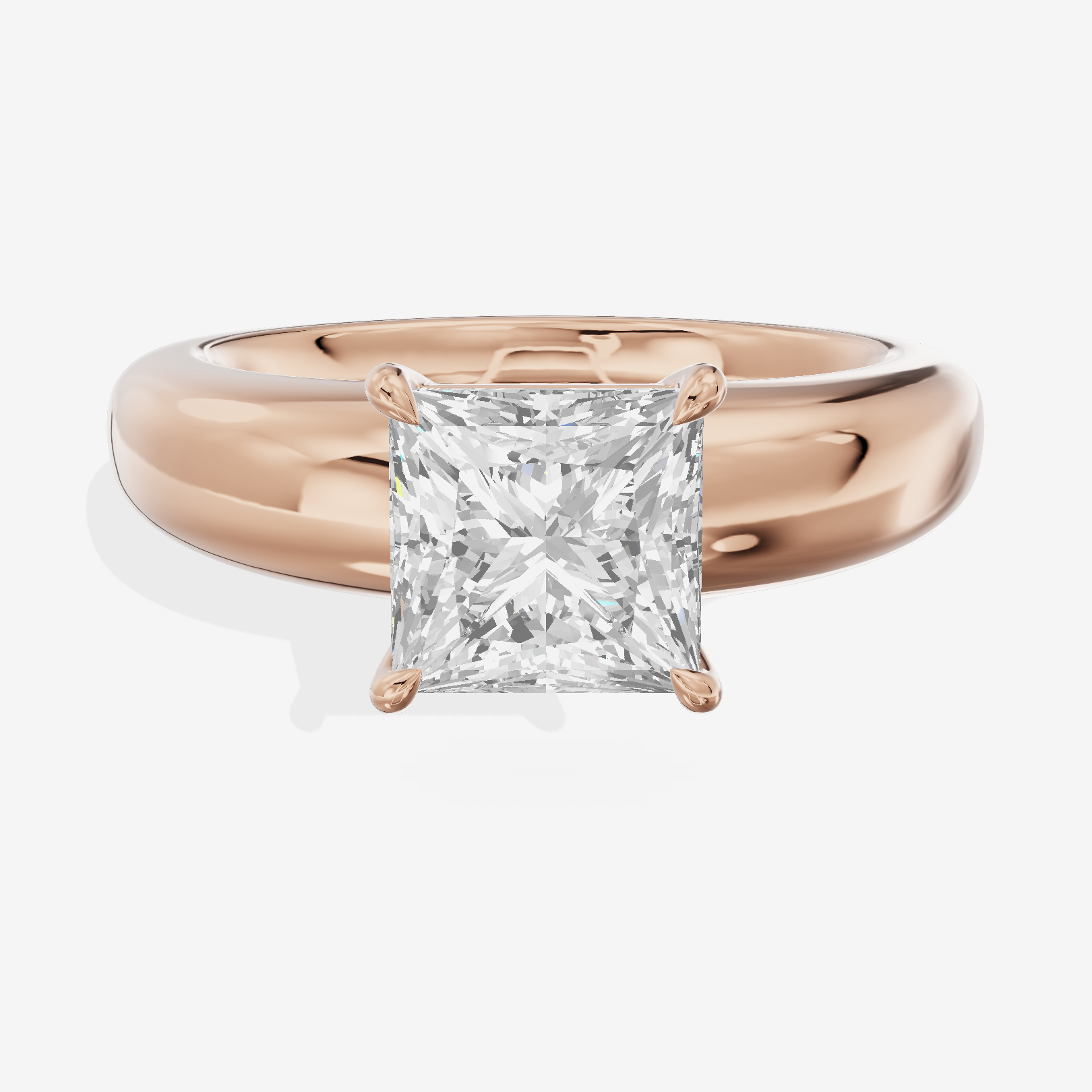 Whispered Adorae 5mm Princess Solitaire Engagement Ring in 14K Rose Gold