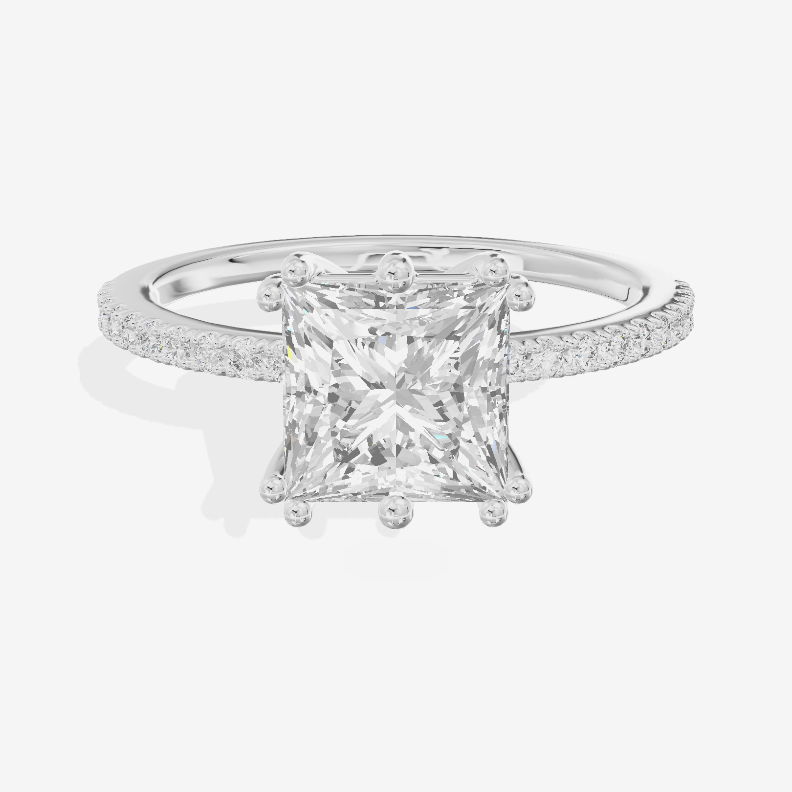 Luxe Mirelle Princess Hidden Halo Engagement Ring (1/6 ct. tw.) in 18K White Gold