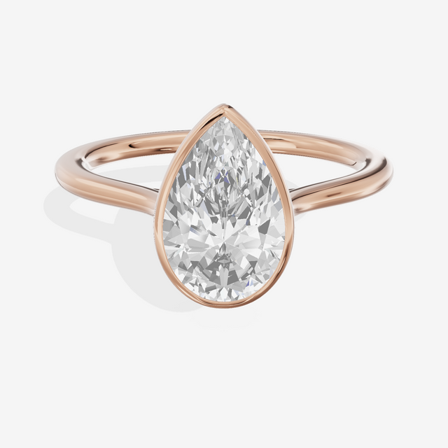 Petite Vowsae 1.5mm Pear Bezel Engagement Ring in 14K Rose Gold