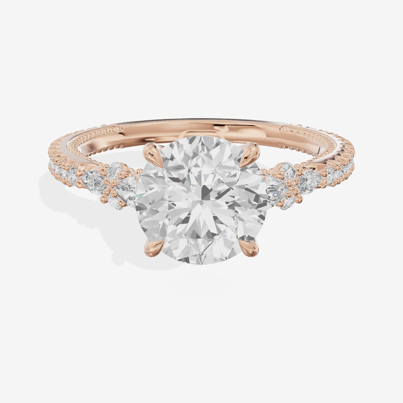 Trueheart Round Engagement Ring with Side Stones (2/5 ct. tw.) in 18K Rose Gold