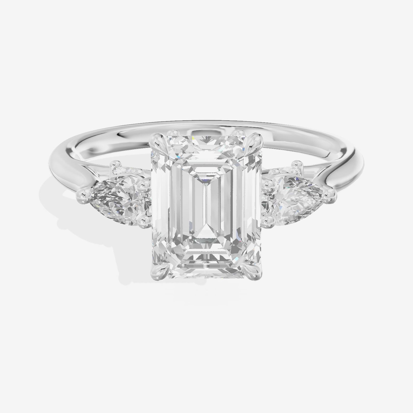 Classic Vowsae Three Stone Emerald Engagement Ring (3/5 ct. tw.) in 18K White Gold