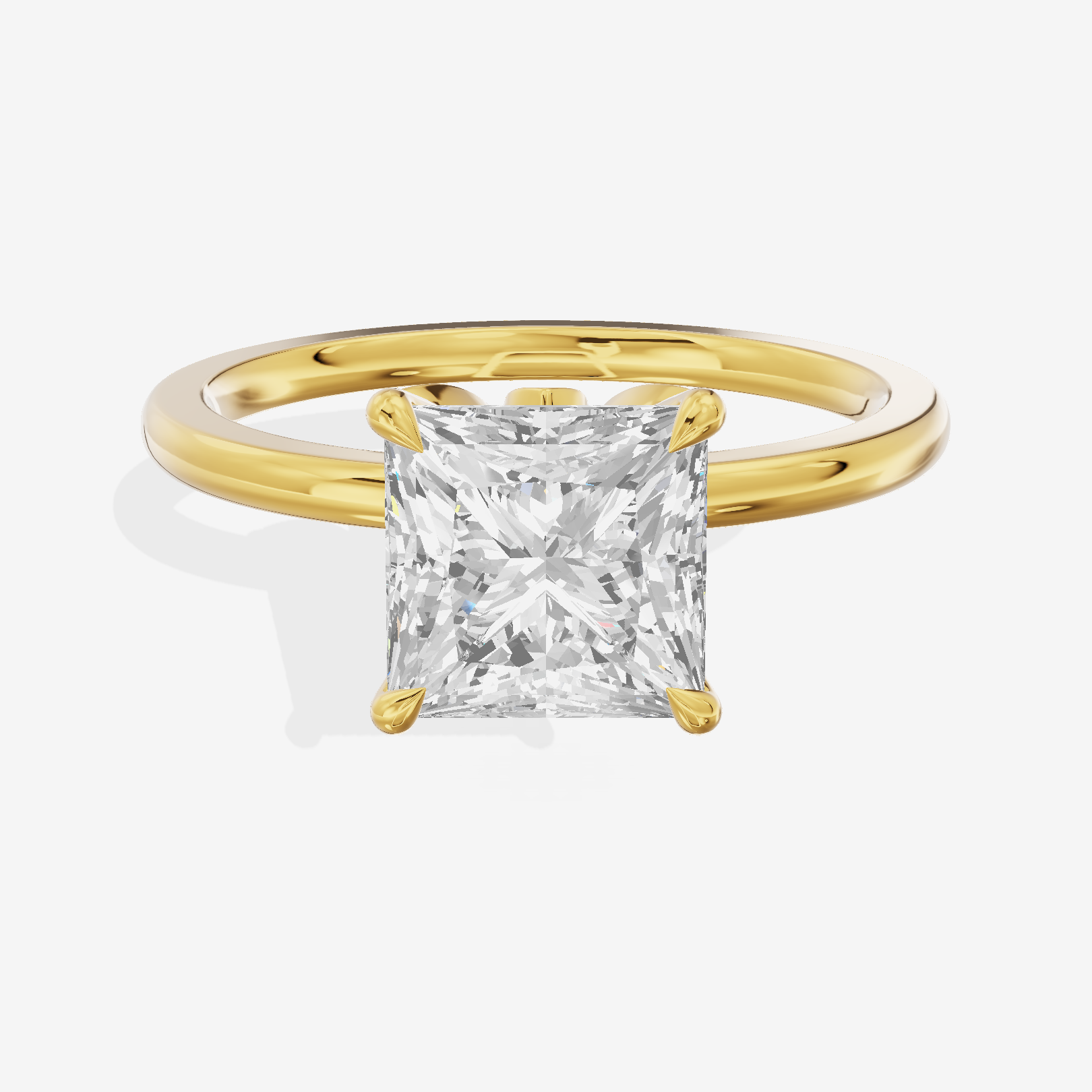 Whispered Vowsae Princess Engagement Ring with Side Stones (1/15 ct. tw.) in 14K Yellow Gold