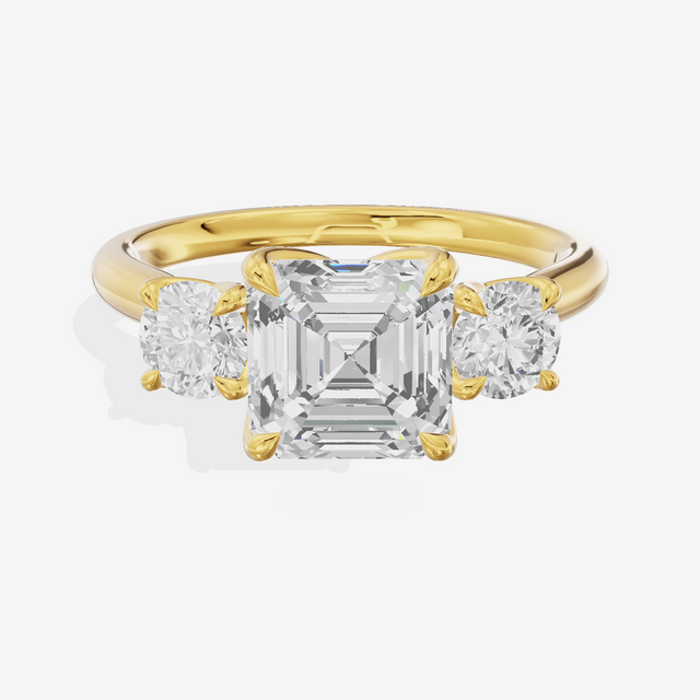 Eternal Sincere Three Stone Asscher Engagement Ring (1/2 ct. tw.) in 14K Yellow Gold