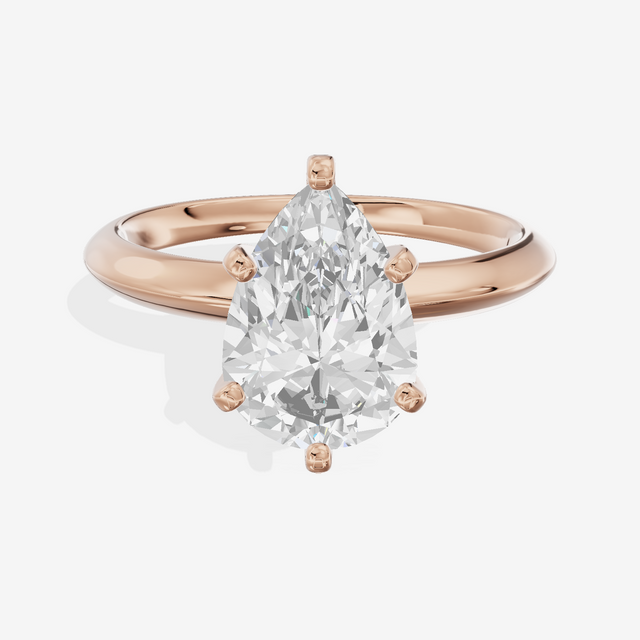 Classic Vowsae 2.5mm Pear Six-Prong Engagement Ring in 14K Rose Gold