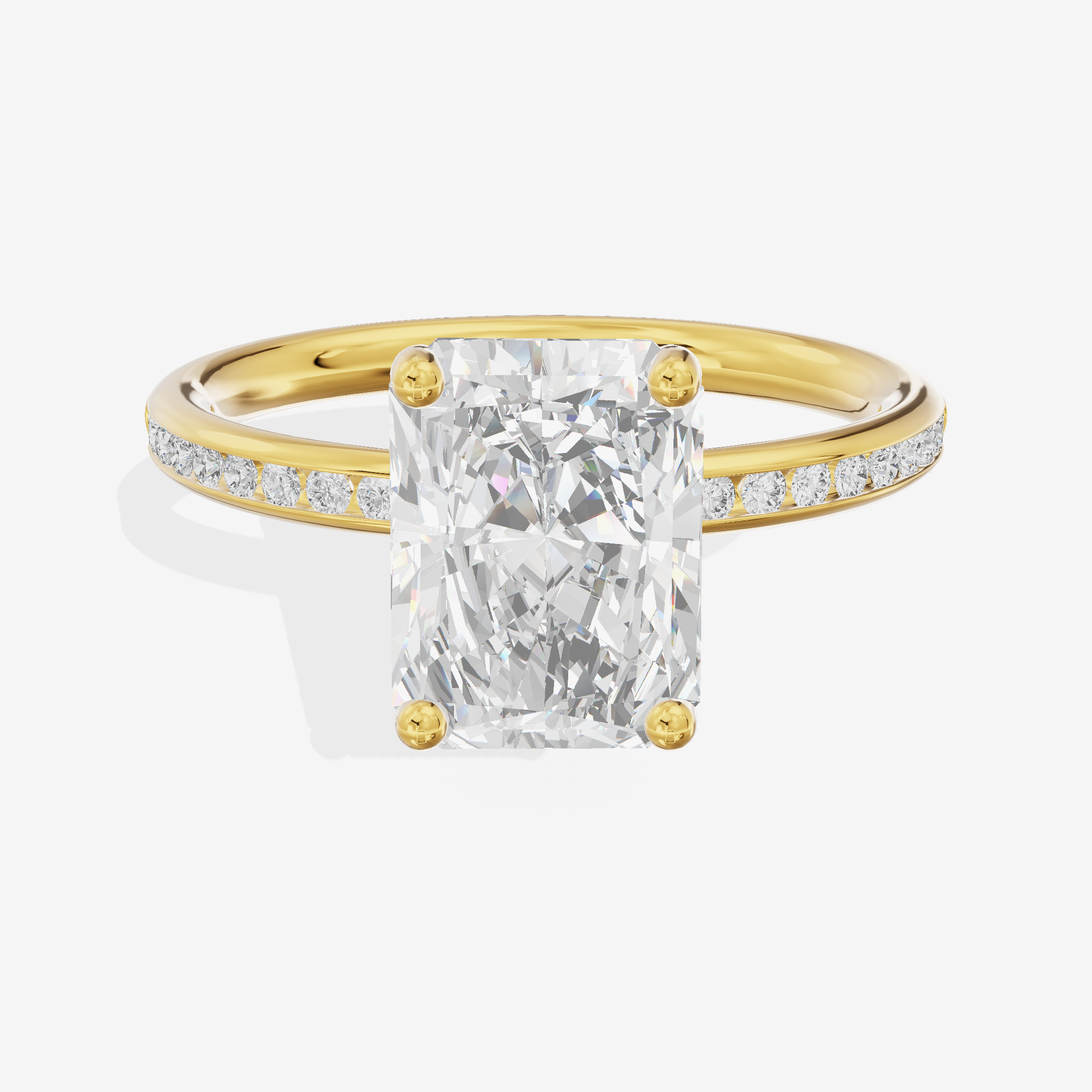 Classic Trellise Radiant Engagement Ring with Side Stones (1/8 ct. tw.) in 18K Yellow Gold