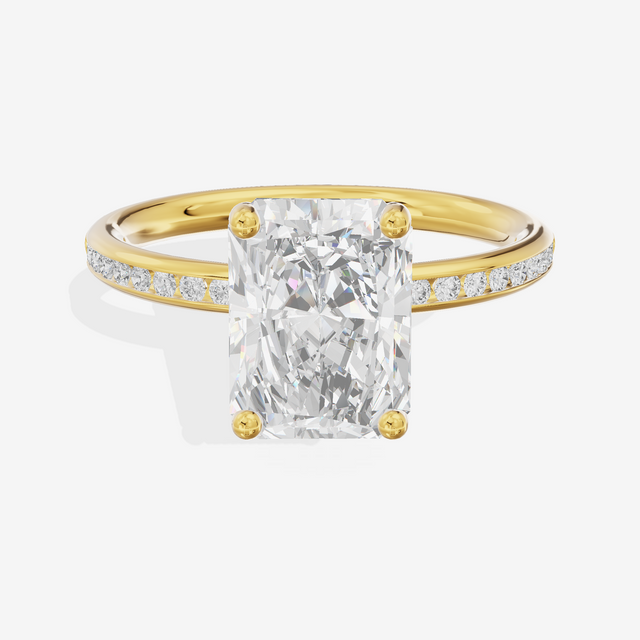 Classic Trellise Radiant Engagement Ring with Side Stones (1/8 ct. tw.) in 18K Yellow Gold