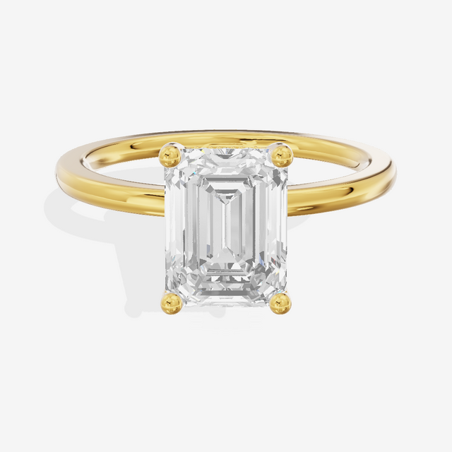 Vowsae Hidden Halo Emerald Engagement Ring (1/20 ct. tw.) in 18K Yellow Gold