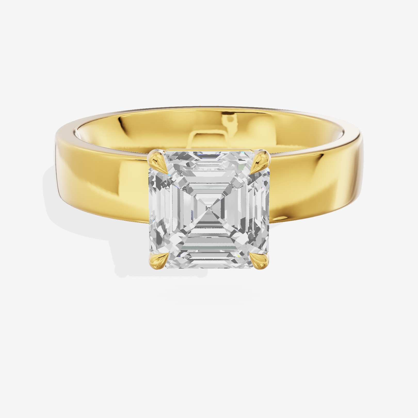 Hallowed Coeurine 4mm Asscher Solitaire Engagement Ring in 14K Yellow Gold