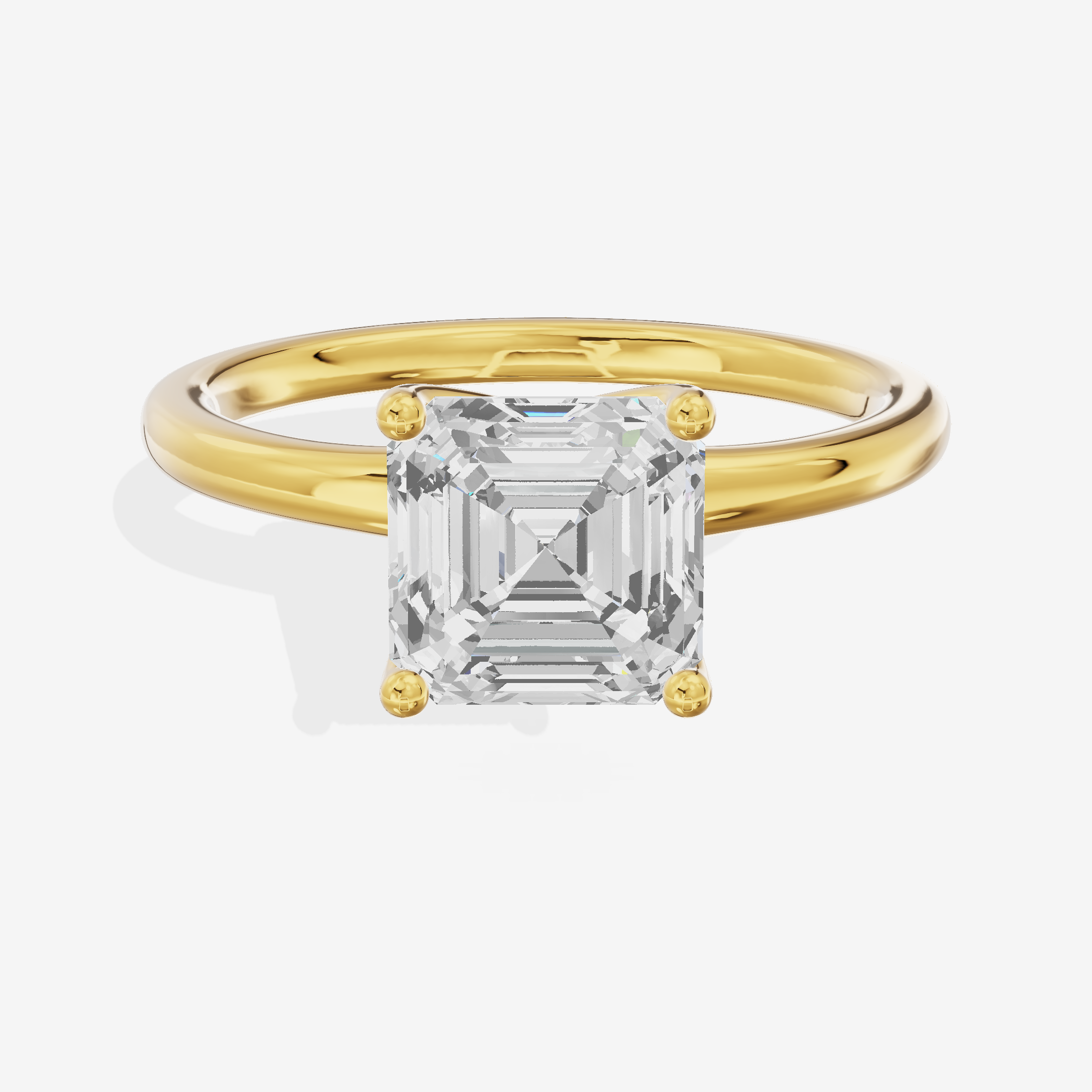 Linger 1.8mm Asscher Solitaire Engagement Ring in 14K Yellow Gold