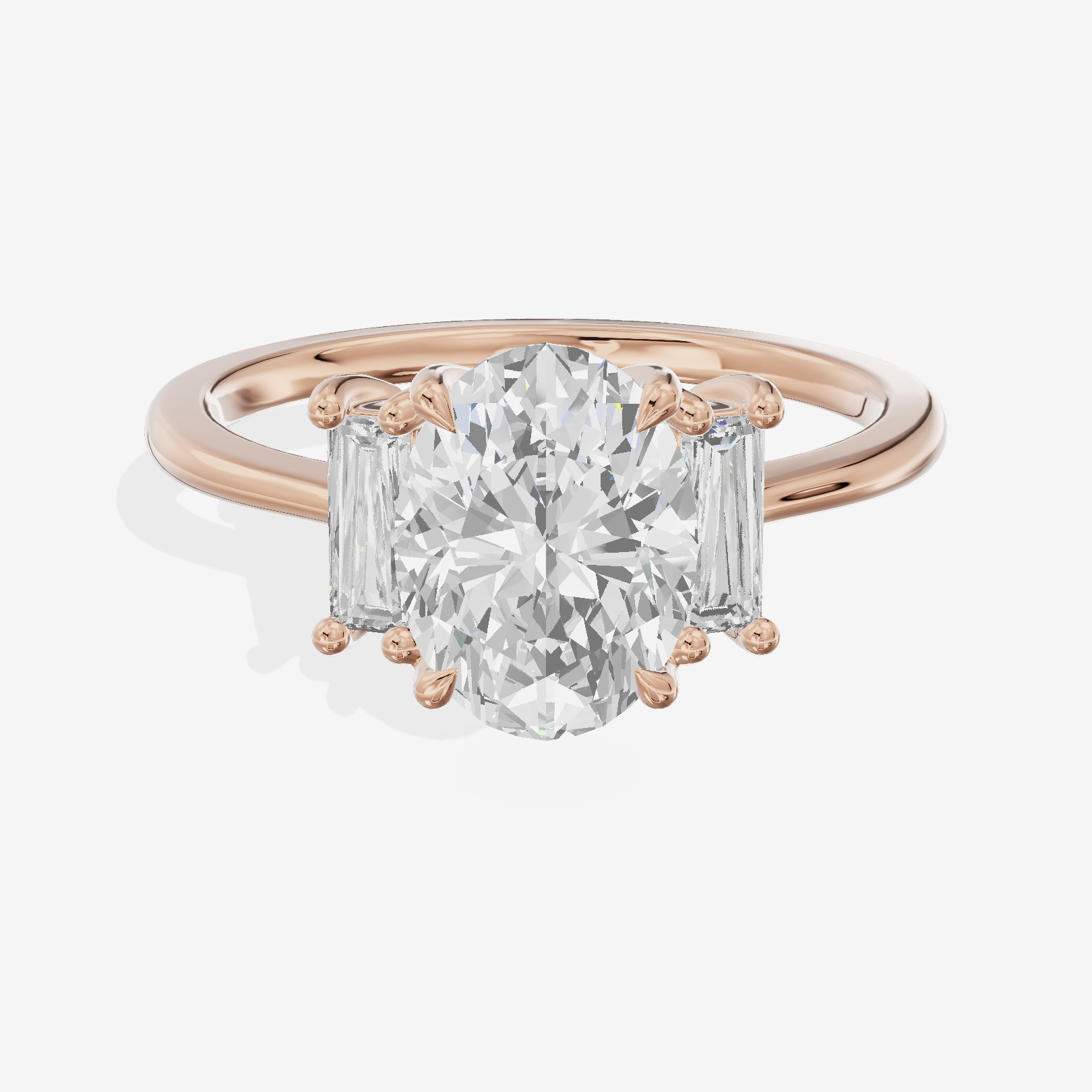 Eversince Three Stone Oval Engagement Ring (1/4 ct. tw.) in 14K Rose Gold