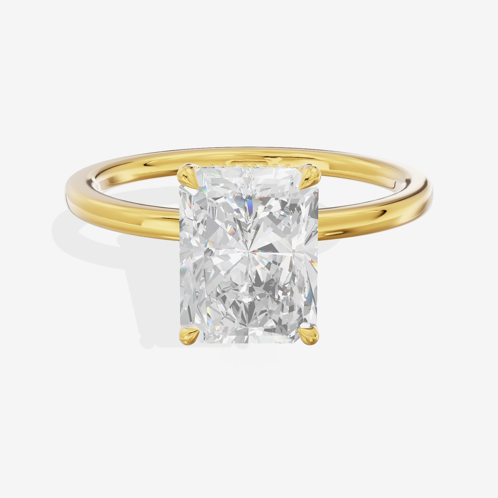 Grand Aimora Radiant Engagement Ring with Hidden Halos (1/20 ct. tw.) in 18K Yellow Gold