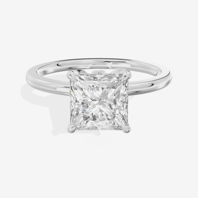 Whispered Vowsae Princess Engagement Ring with Side Stones (1/15 ct. tw.) in 14K White Gold