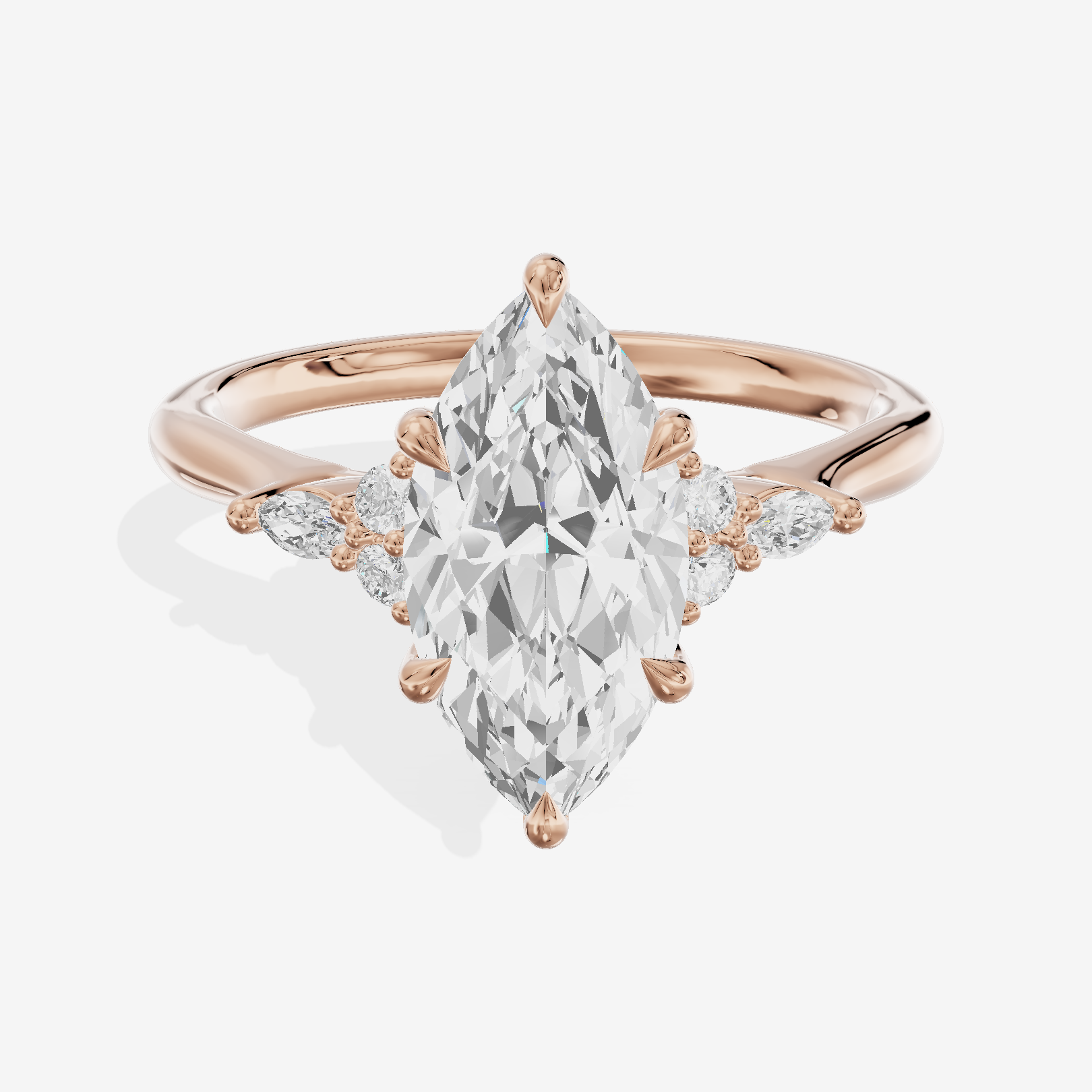 Tender Heartline Marquise Engagement Ring with Side Stones (1/10 ct. tw.) in 14K Rose Gold