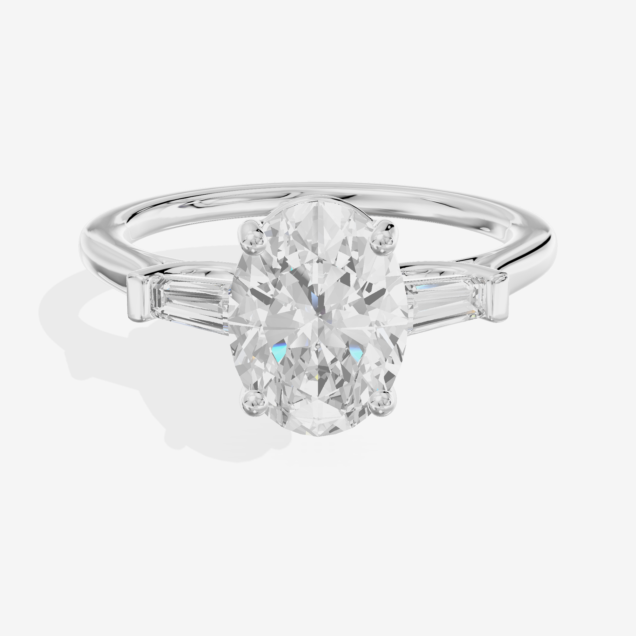 Hallowed Halcyon Oval Engagement Ring with Side Stones (1/6 ct. tw.) in 14K White Gold