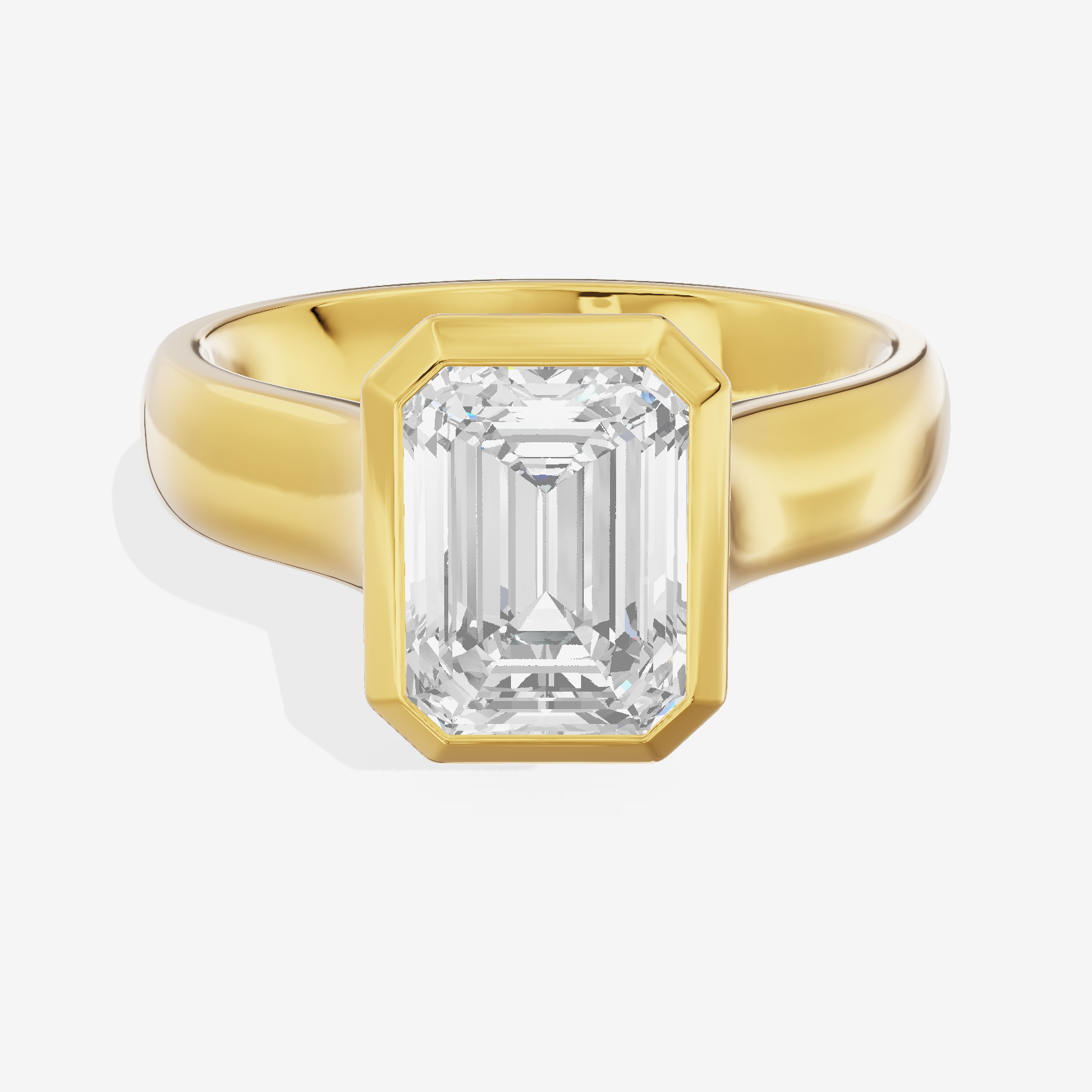 Cherubine 4mm Emerald Bezel Engagement Ring in 14K Yellow Gold