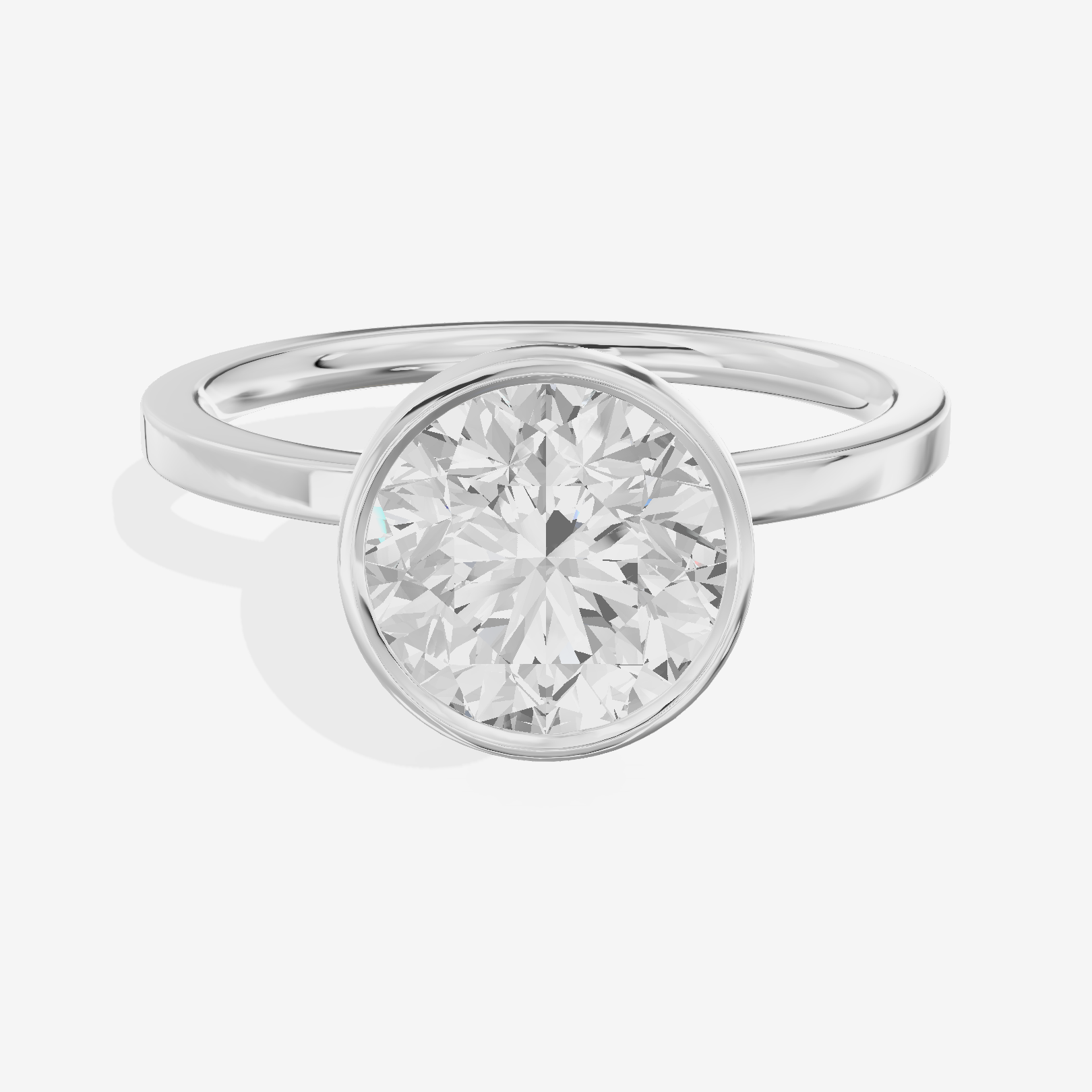 One of One Classic 1.5mm Round Bezel Engagement Ring in Platinum